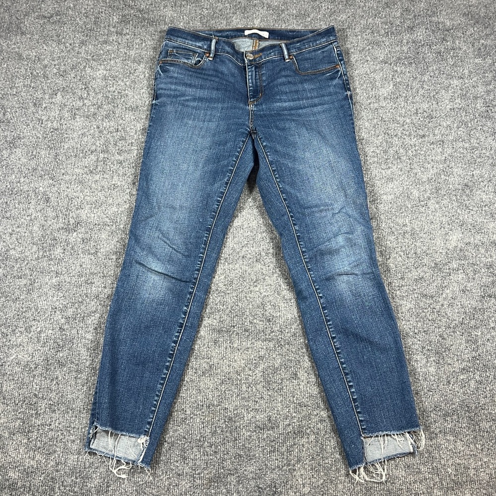 Ann Taylor Loft Modern Skinny Jeans Womens 6/28 Blue Denim Cotton Distressed